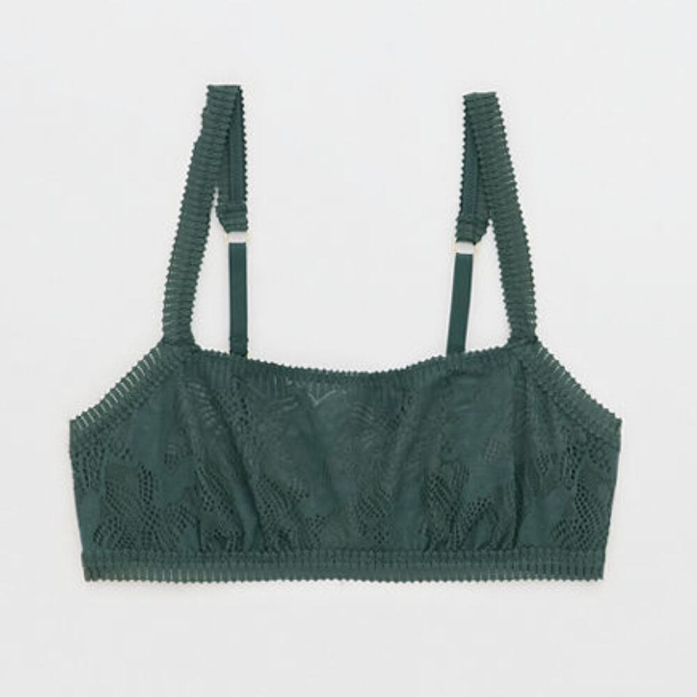 NWT Aerie Coral Lace Bandeau Bralette Women's Sycamore Green Size L